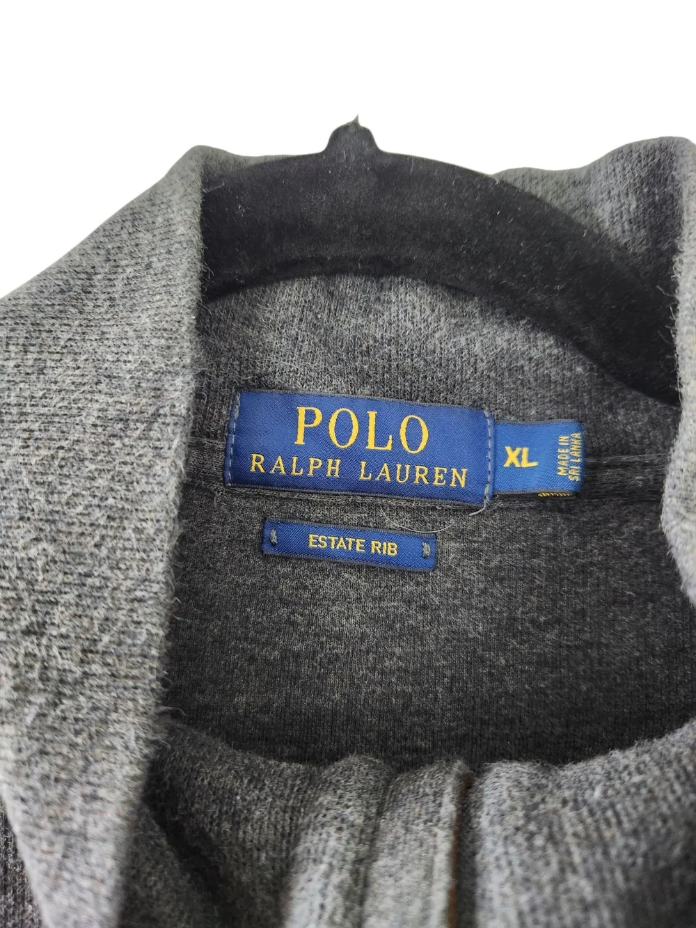 Polo Ralph Lauren Gray Knit Quarter-Zip Sweater XL Estate Rib Mens Preppy Shirt